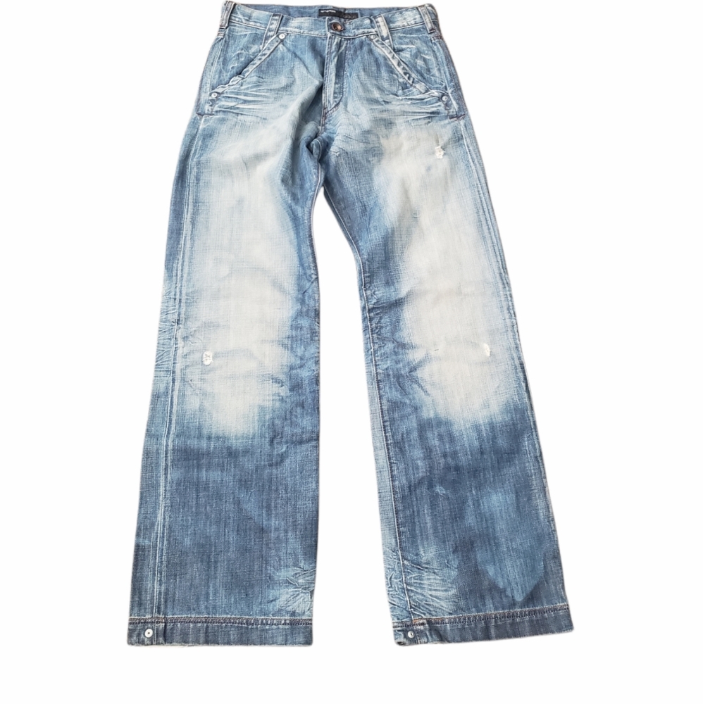 Energie Gold Mens Bootcut Distressed Wide Leg y2k Jeans